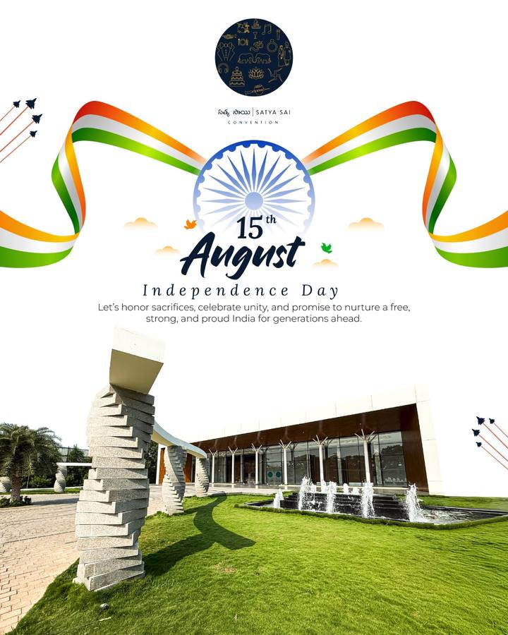 Instagram post by Satya Sai Convention, 15 August 2025